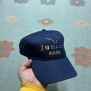 Vintage SnapBack hat cap Juneau Alaska stars Big Dipper flag navy blue rainbow